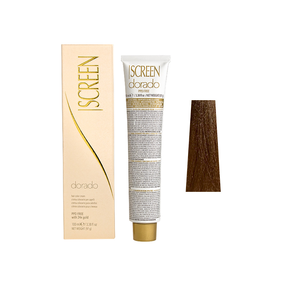 Крем-фарба для волосся перманентна з 24-каратним золотом SCREEN Dorado 8CD (8.13) Cold Вrown Light Вlonde, 100 ml - 1